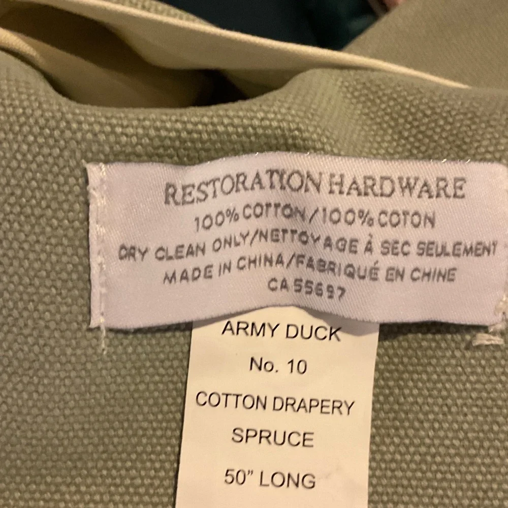 Restoration Hardware Elegant Army Duck Grommet Curtains Spruce